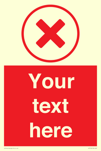 Custom red background, red cross in circle sign